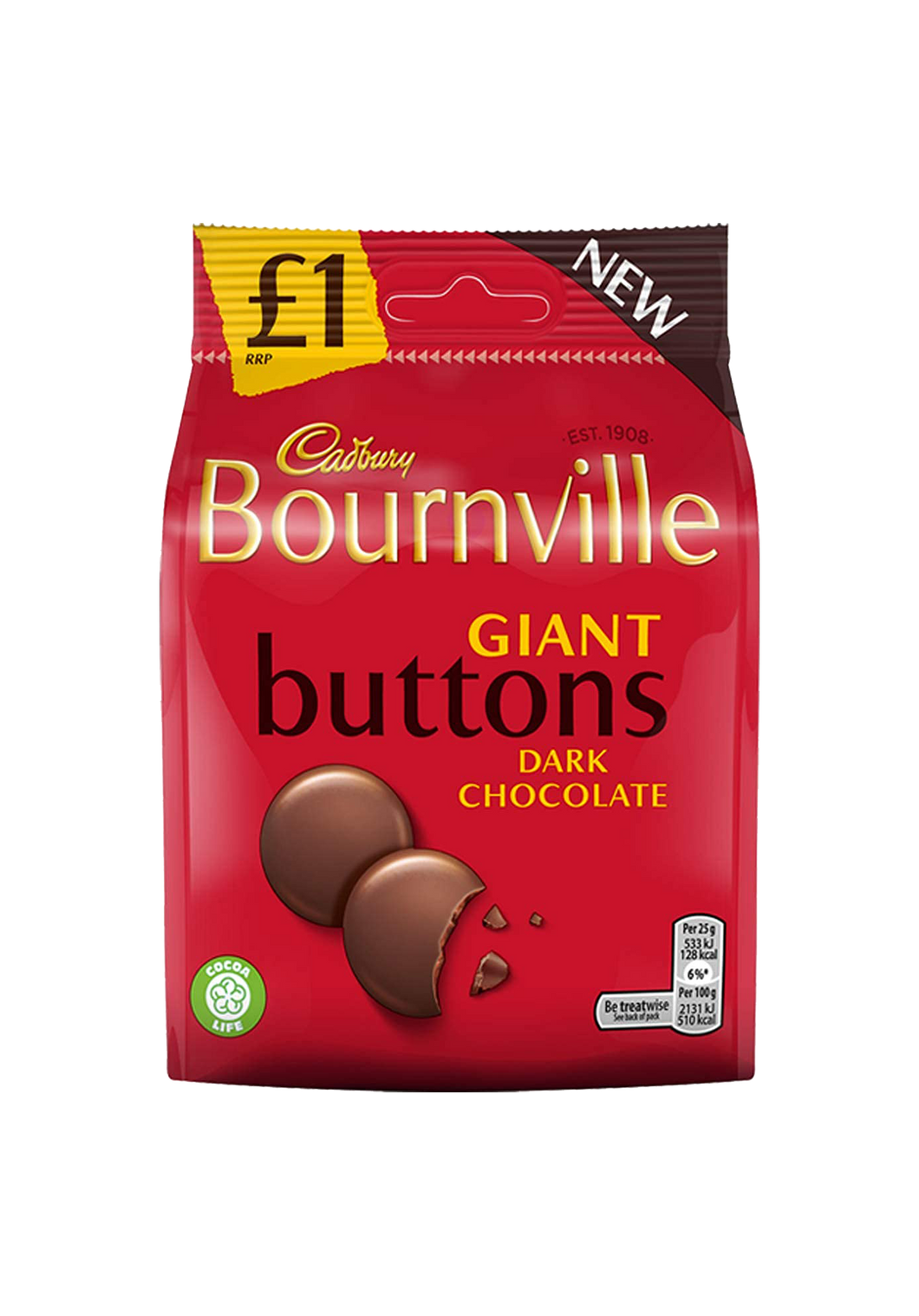 Cadbury Bournville Giant Buttons Dark chocolate 95g