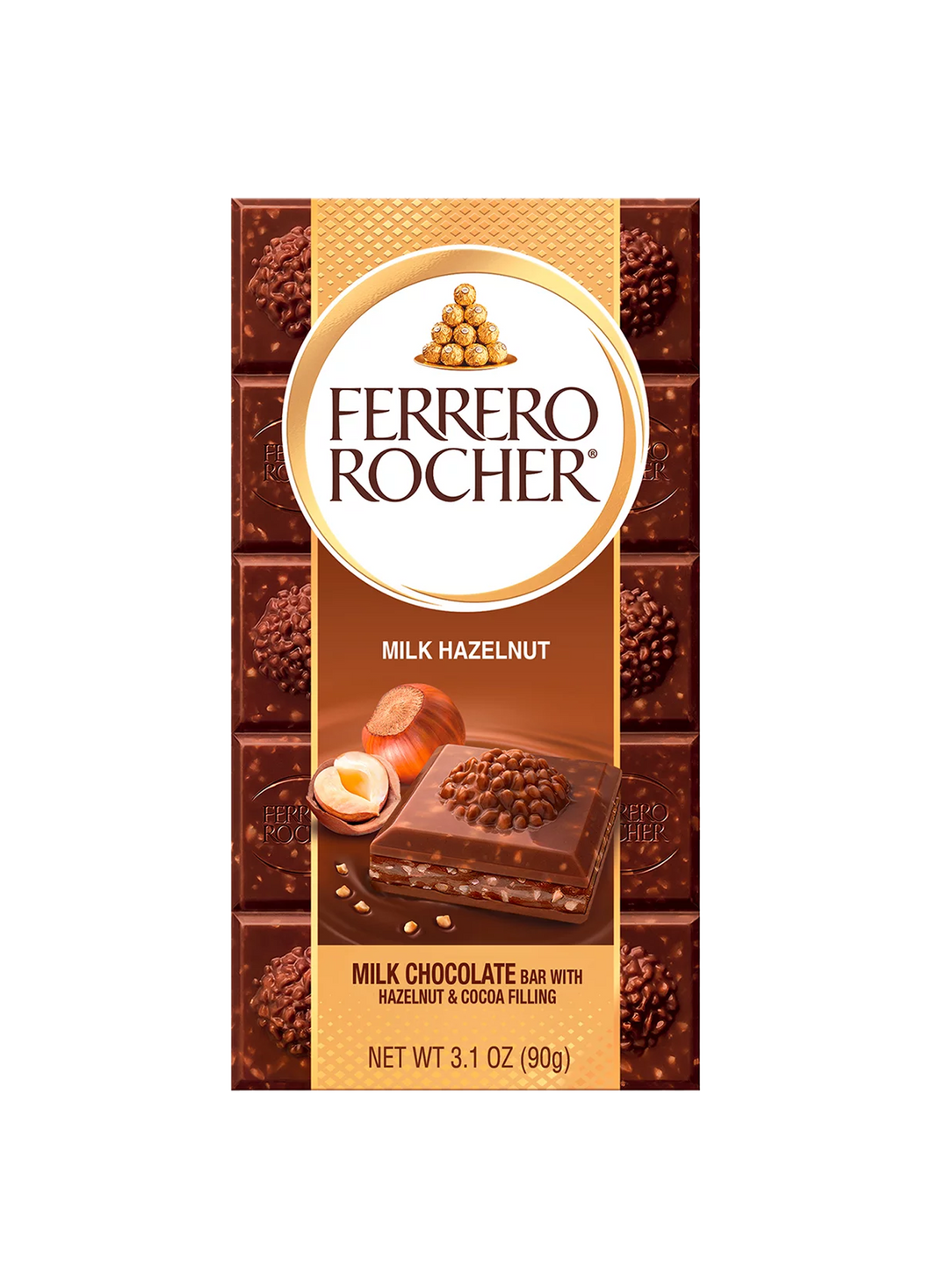 Ferrero Rocher Milk Hazelnut Chocolate Bar 90g