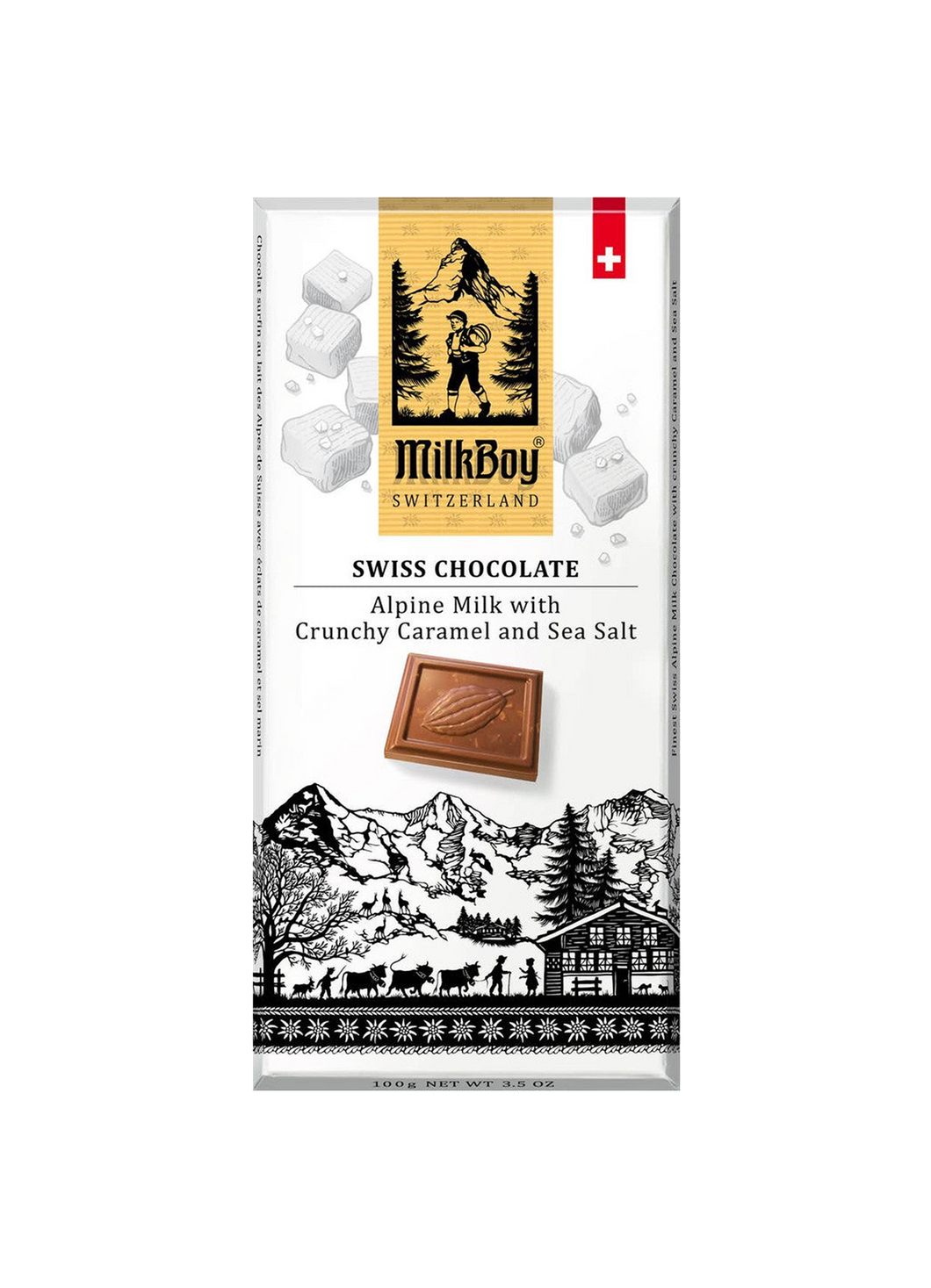 MilkBoy Switzerland Alpine Milk with Crunchy Caramel and Sea Salt 100g