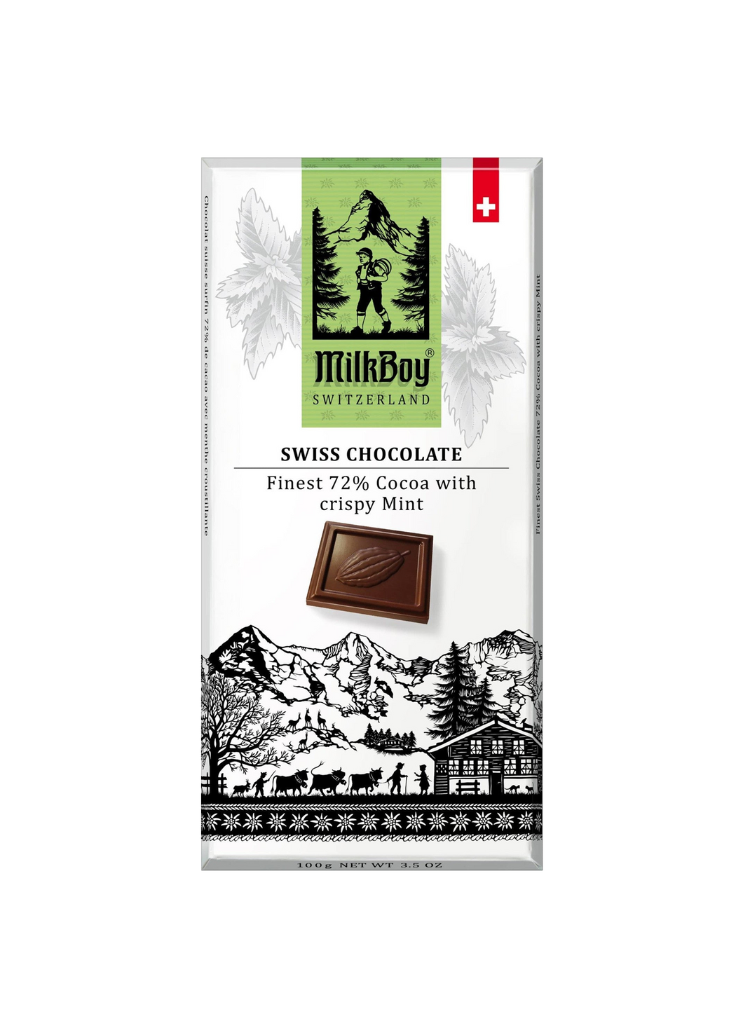 MilkBoy Switzerland Finest 72% Cocoa with Crispy Mint 100g