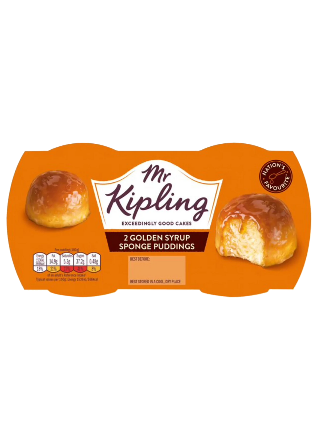 Mr Kipling Exceedingly Good Cakes 2 Golden Syrup Sponge Puddings 190g