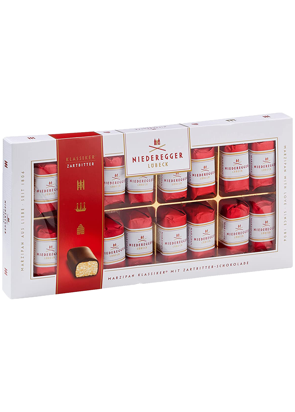 Niederegger Lubeck Praline with Marzipan filling (71%) in dark chocolate (Individuals Only)