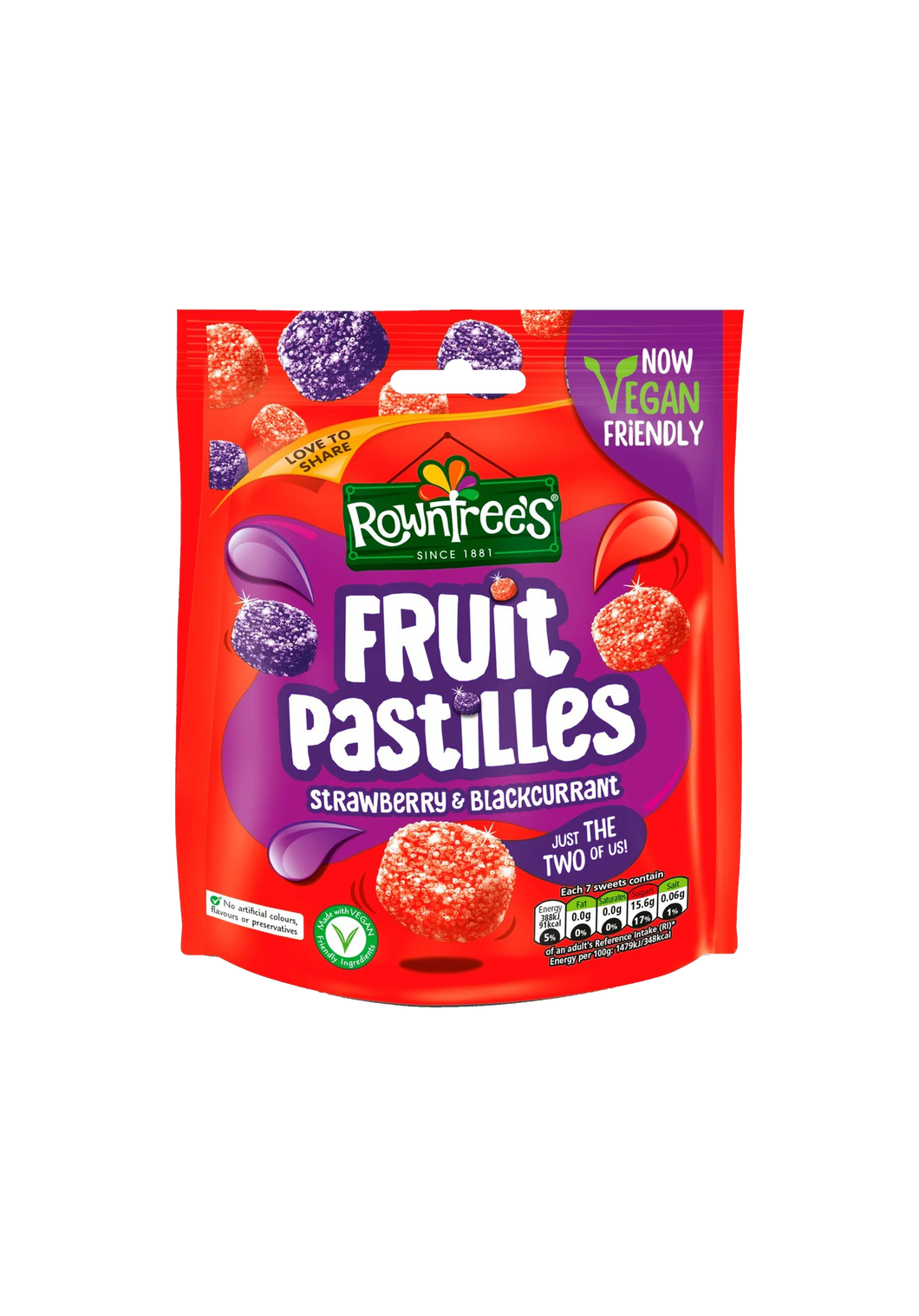 Rowntrees Fruit Pastilles Strawberry & Blackcurrant Pouch Bag 143g
