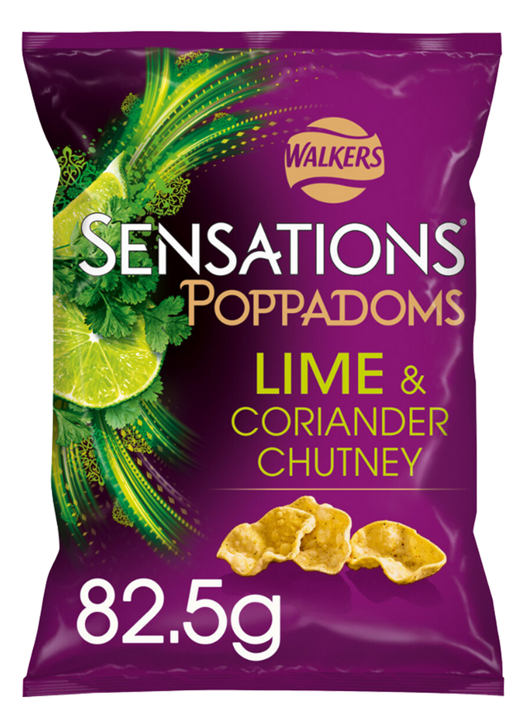 Walkers Sensations Poppadoms Lime & Coriander Chutney Crisps Chips 82.5g