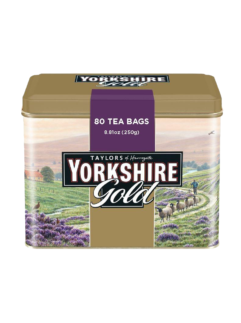 Yorkshire Gold 80 tea bags in a Tin Caddy